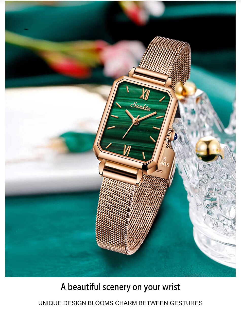 SUNKTA Watch Women Watches top brand luxury fashion rectangular small green watch ladies ultra-thin waterproof Quartz Wristwatch SUNKTA Watch Women Watches top brand luxury fashion rectangular small green watch ladies ultra-thin waterproof Quartz Wristwatch