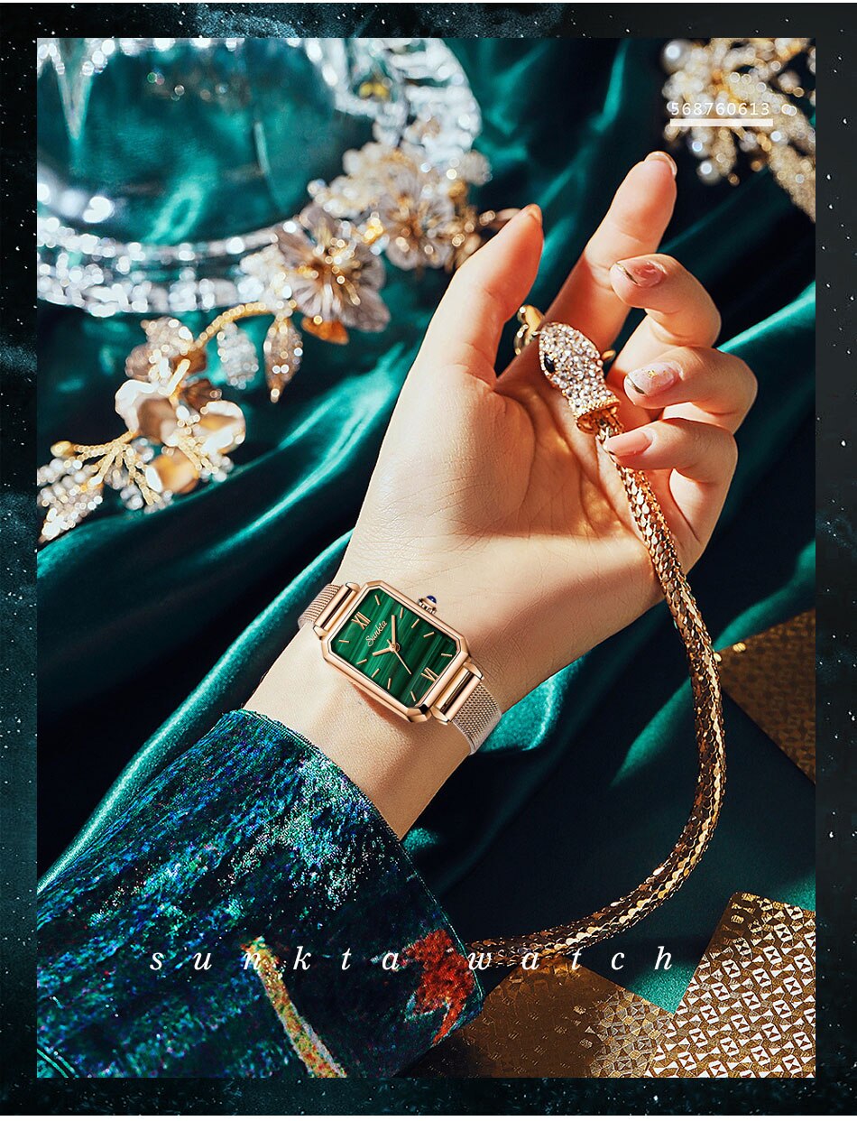 SUNKTA Watch Women Watches top brand luxury fashion rectangular small green watch ladies ultra-thin waterproof Quartz Wristwatch SUNKTA Watch Women Watches top brand luxury fashion rectangular small green watch ladies ultra-thin waterproof Quartz Wristwatch