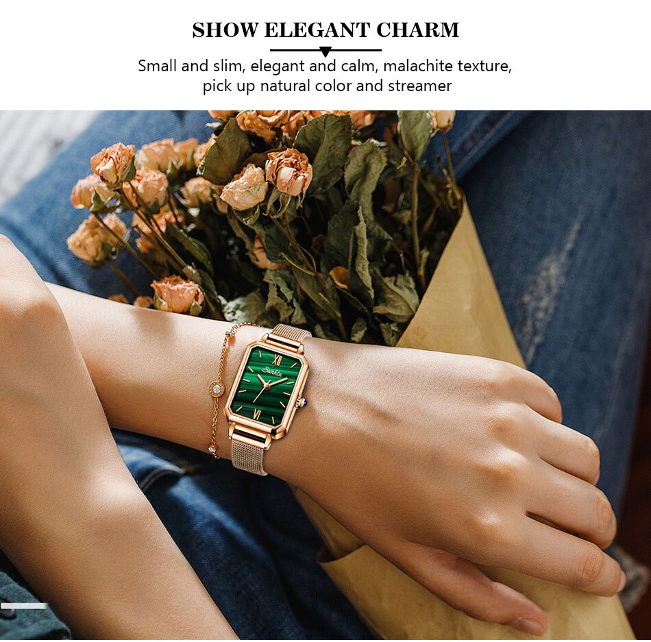 SUNKTA Watch Women Watches top brand luxury fashion rectangular small green watch ladies ultra-thin waterproof Quartz Wristwatch SUNKTA Watch Women Watches top brand luxury fashion rectangular small green watch ladies ultra-thin waterproof Quartz Wristwatch