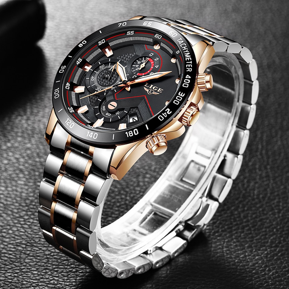 LIGE Men Watches Top Brand Luxury Stainless Steel Blue Waterproof Quartz Watch Men Fashion Chronograph Male Sport Military Watch LIGE Men Watches Top Brand Luxury Stainless Steel Blue Waterproof Quartz Watch Men Fashion Chronograph Male Sport Military Watch