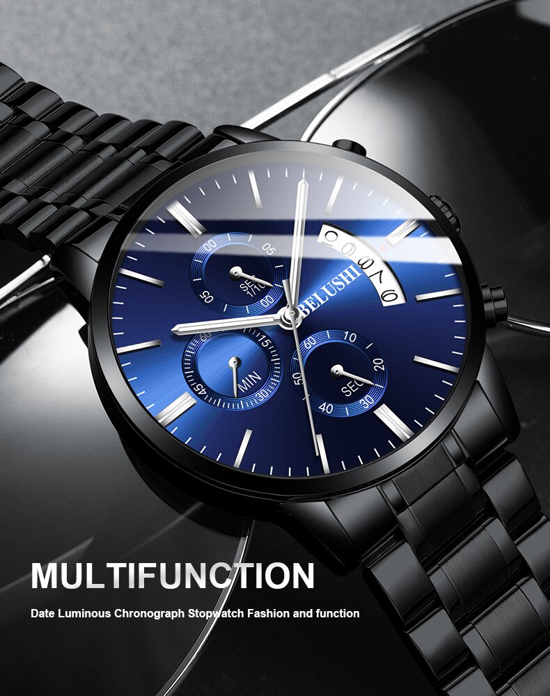 Men's Watch Luxury Brand BELUSHI High-end Man Business Casual Watches Mens Waterproof Sports Quartz Wristwatch relogio masculino Men's Watch Luxury Brand BELUSHI High-end Man Business Casual Watches Mens Waterproof Sports Quartz Wristwatch relogio masculino