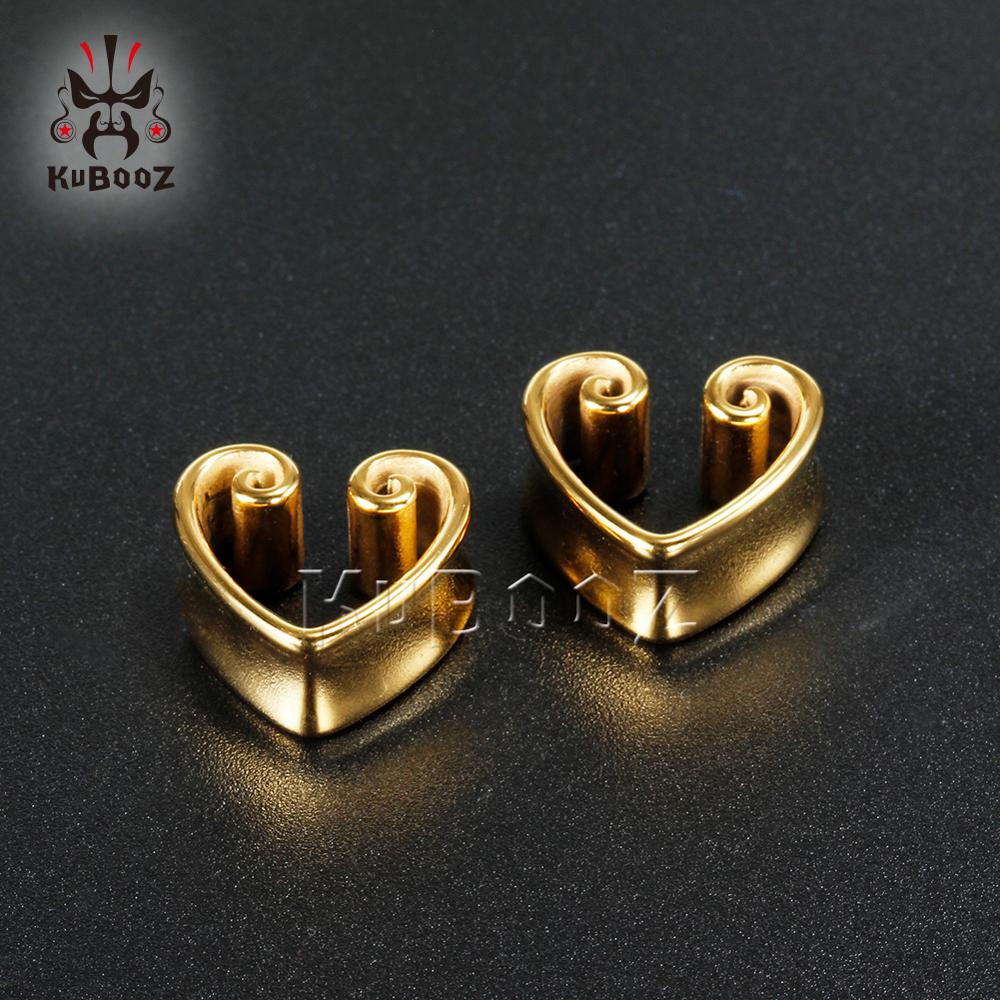KUBOOZ New Heart-Shape Notch Ear Piercing Plugs Cool Body Jewelry Ear Statement Stainless steel Earrings Expander Gift 2PCS KUBOOZ New Heart-Shape Notch Ear Piercing Plugs Cool Body Jewelry Ear Statement Stainless steel Earrings Expander Gift 2PCS