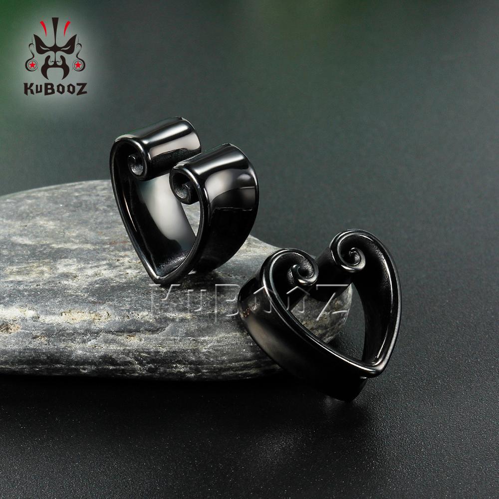 KUBOOZ New Heart-Shape Notch Ear Piercing Plugs Cool Body Jewelry Ear Statement Stainless steel Earrings Expander Gift 2PCS KUBOOZ New Heart-Shape Notch Ear Piercing Plugs Cool Body Jewelry Ear Statement Stainless steel Earrings Expander Gift 2PCS