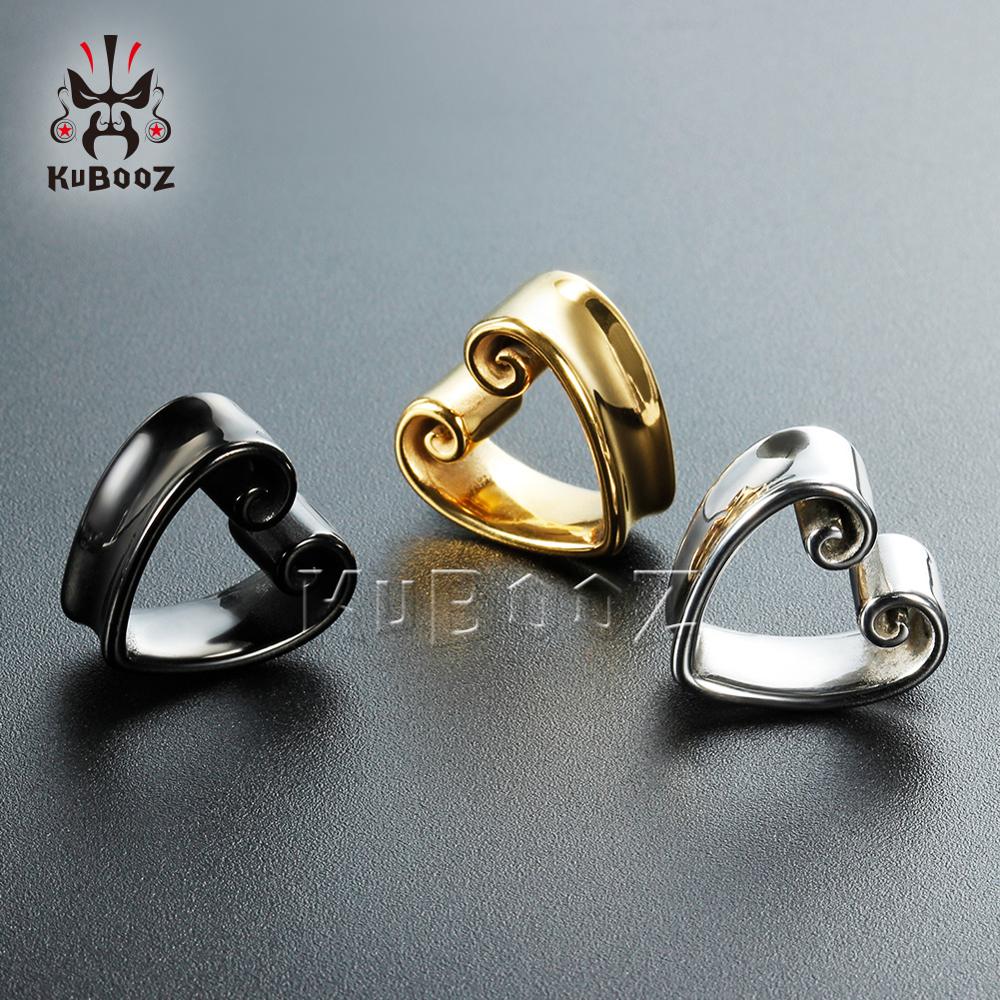 KUBOOZ New Heart-Shape Notch Ear Piercing Plugs Cool Body Jewelry Ear Statement Stainless steel Earrings Expander Gift 2PCS KUBOOZ New Heart-Shape Notch Ear Piercing Plugs Cool Body Jewelry Ear Statement Stainless steel Earrings Expander Gift 2PCS