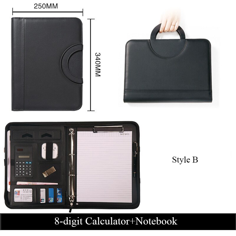 A4 Portable File Folder with Calculator Binder Organizer Manager Office Document Pad Briefcase PU Leather Padfolio Bag Customize A4 Portable File Folder with Calculator Binder Organizer Manager Office Document Pad Briefcase PU Leather Padfolio Bag Customize
