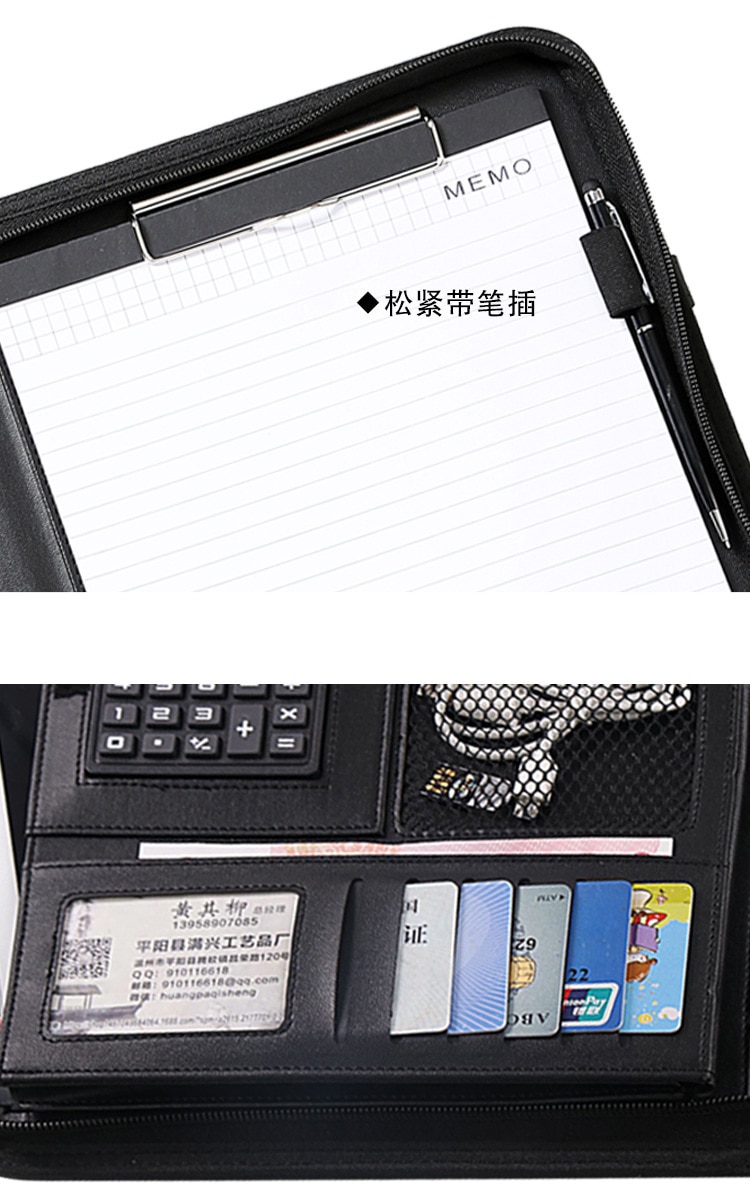 A4 Portable File Folder with Calculator Binder Organizer Manager Office Document Pad Briefcase PU Leather Padfolio Bag Customize A4 Portable File Folder with Calculator Binder Organizer Manager Office Document Pad Briefcase PU Leather Padfolio Bag Customize