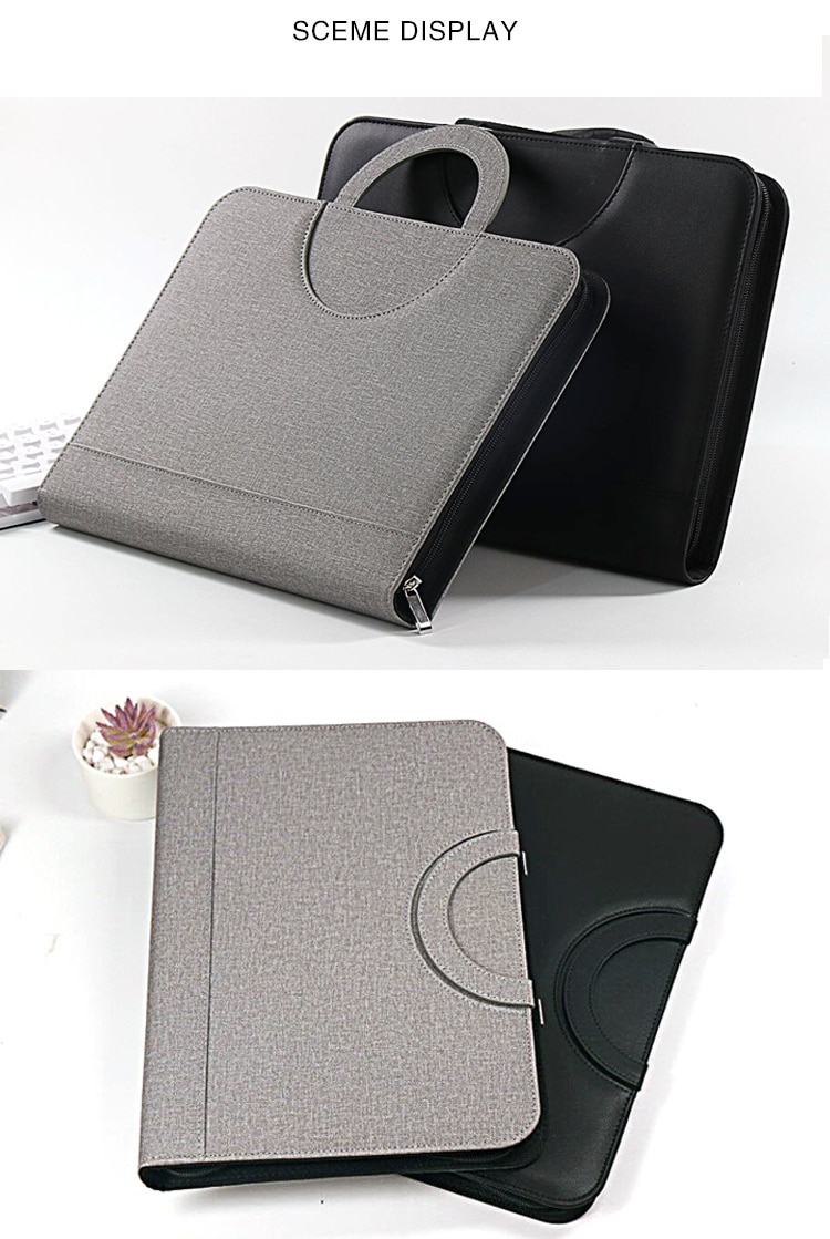A4 Portable File Folder with Calculator Binder Organizer Manager Office Document Pad Briefcase PU Leather Padfolio Bag Customize A4 Portable File Folder with Calculator Binder Organizer Manager Office Document Pad Briefcase PU Leather Padfolio Bag Customize
