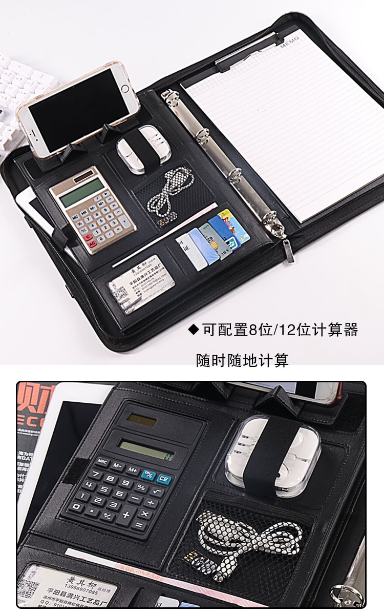A4 Portable File Folder with Calculator Binder Organizer Manager Office Document Pad Briefcase PU Leather Padfolio Bag Customize A4 Portable File Folder with Calculator Binder Organizer Manager Office Document Pad Briefcase PU Leather Padfolio Bag Customize