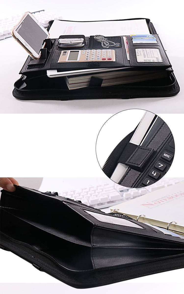 A4 Portable File Folder with Calculator Binder Organizer Manager Office Document Pad Briefcase PU Leather Padfolio Bag Customize A4 Portable File Folder with Calculator Binder Organizer Manager Office Document Pad Briefcase PU Leather Padfolio Bag Customize