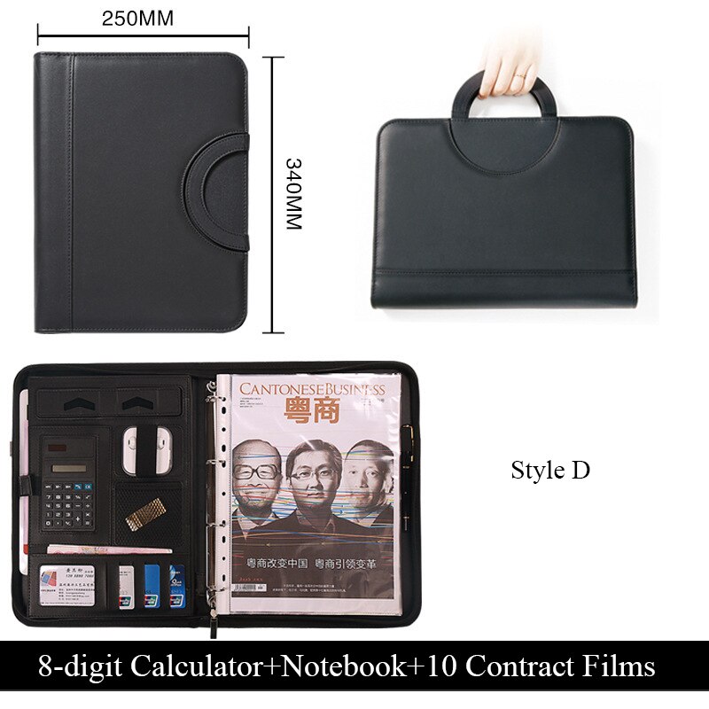 A4 Portable File Folder with Calculator Binder Organizer Manager Office Document Pad Briefcase PU Leather Padfolio Bag Customize A4 Portable File Folder with Calculator Binder Organizer Manager Office Document Pad Briefcase PU Leather Padfolio Bag Customize
