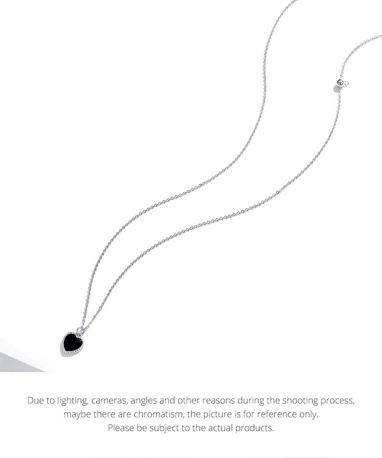 WOSTU 925 Sterling Silver Black Heart Agates Necklace Long Chain Link Necklace For Women Fashion Jewelry CQN443 WOSTU 925 Sterling Silver Black Heart Agates Necklace Long Chain Link Necklace For Women Fashion Jewelry CQN443