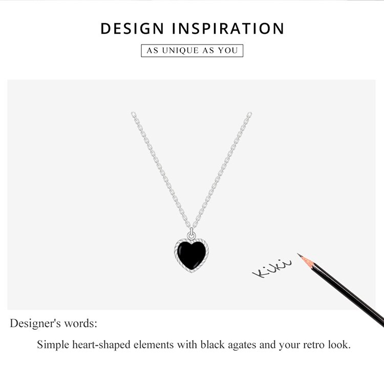 WOSTU 925 Sterling Silver Black Heart Agates Necklace Long Chain Link Necklace For Women Fashion Jewelry CQN443 WOSTU 925 Sterling Silver Black Heart Agates Necklace Long Chain Link Necklace For Women Fashion Jewelry CQN443