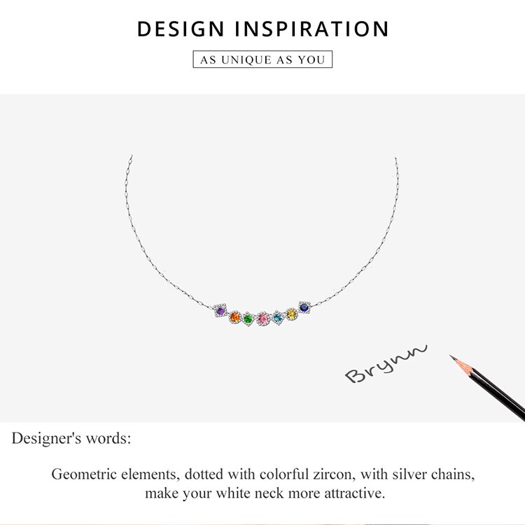 WOSTU 925 Sterling Silver Rainbow Necklace Shiny Colorful Zircon Long Chain Link Necklace For Women Fashion Jewelry CQN451 WOSTU 925 Sterling Silver Rainbow Necklace Shiny Colorful Zircon Long Chain Link Necklace For Women Fashion Jewelry CQN451