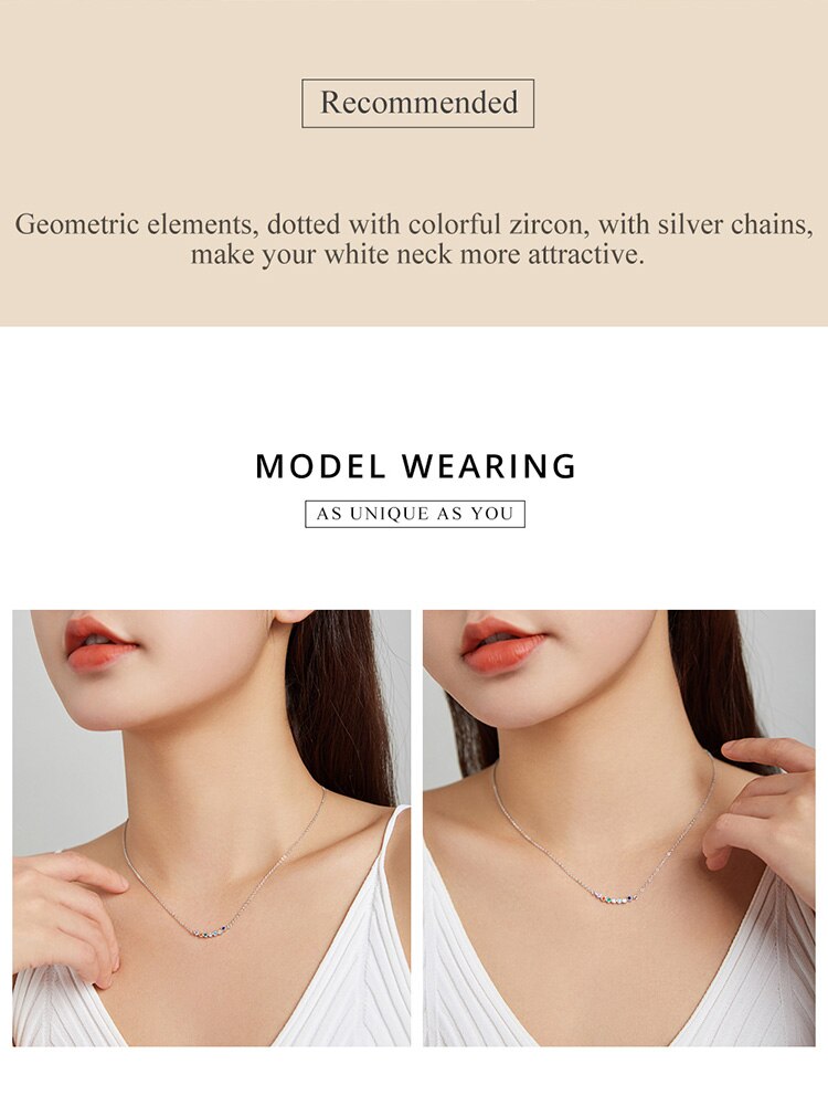 WOSTU 925 Sterling Silver Rainbow Necklace Shiny Colorful Zircon Long Chain Link Necklace For Women Fashion Jewelry CQN451 WOSTU 925 Sterling Silver Rainbow Necklace Shiny Colorful Zircon Long Chain Link Necklace For Women Fashion Jewelry CQN451