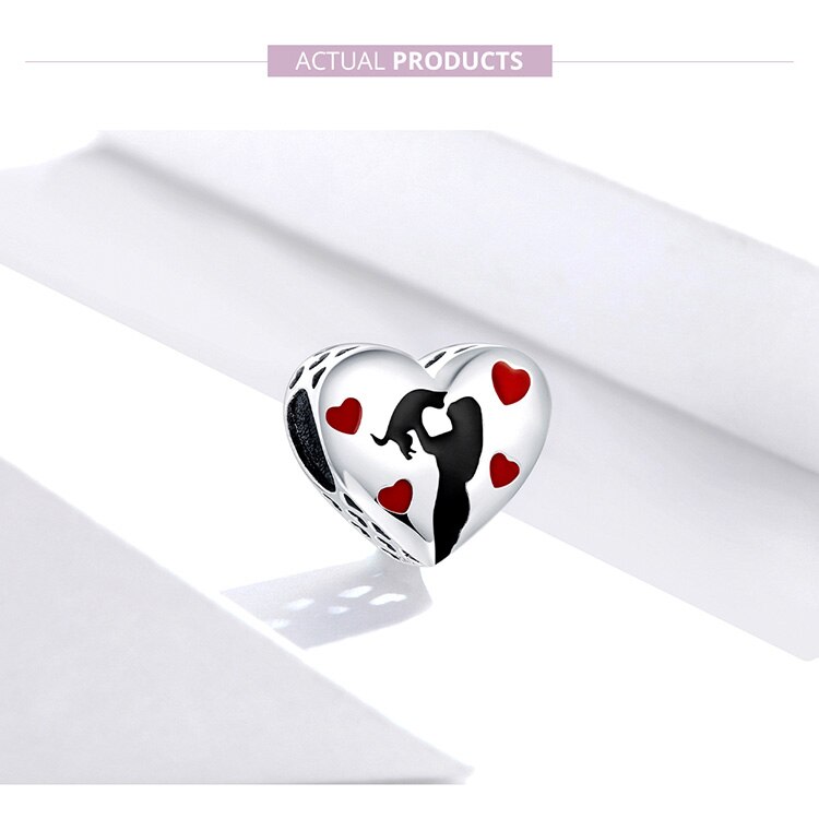 WOSTU 100% Authentic 925 Sterling Silver Heart Shape Charm Mom Beads Fit Original Bracelet Pendant DIY Jewelry Charms Gift WOSTU 100% Authentic 925 Sterling Silver Heart Shape Charm Mom Beads Fit Original Bracelet Pendant DIY Jewelry Charms Gift