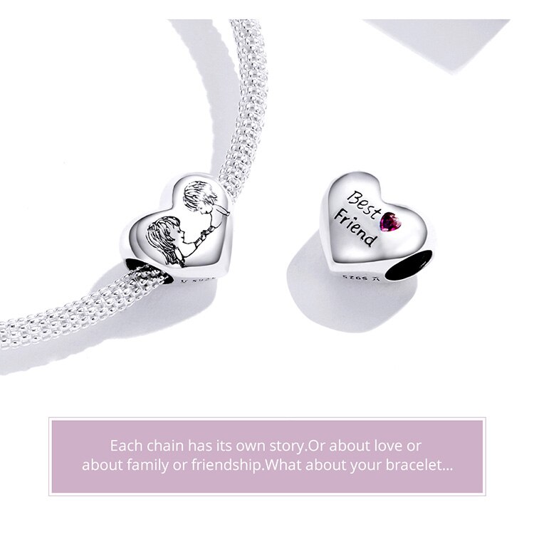 WOSTU 100% Authentic 925 Sterling Silver Heart Shape Charm Mom Beads Fit Original Bracelet Pendant DIY Jewelry Charms Gift WOSTU 100% Authentic 925 Sterling Silver Heart Shape Charm Mom Beads Fit Original Bracelet Pendant DIY Jewelry Charms Gift
