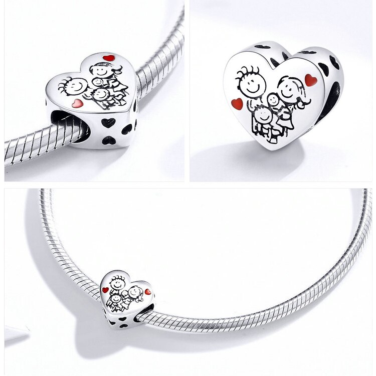 WOSTU 100% Authentic 925 Sterling Silver Heart Shape Charm Mom Beads Fit Original Bracelet Pendant DIY Jewelry Charms Gift WOSTU 100% Authentic 925 Sterling Silver Heart Shape Charm Mom Beads Fit Original Bracelet Pendant DIY Jewelry Charms Gift