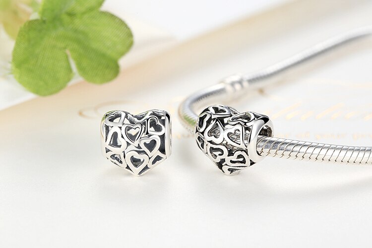 WOSTU 100% Authentic 925 Sterling Silver Heart Shape Charm Mom Beads Fit Original Bracelet Pendant DIY Jewelry Charms Gift WOSTU 100% Authentic 925 Sterling Silver Heart Shape Charm Mom Beads Fit Original Bracelet Pendant DIY Jewelry Charms Gift