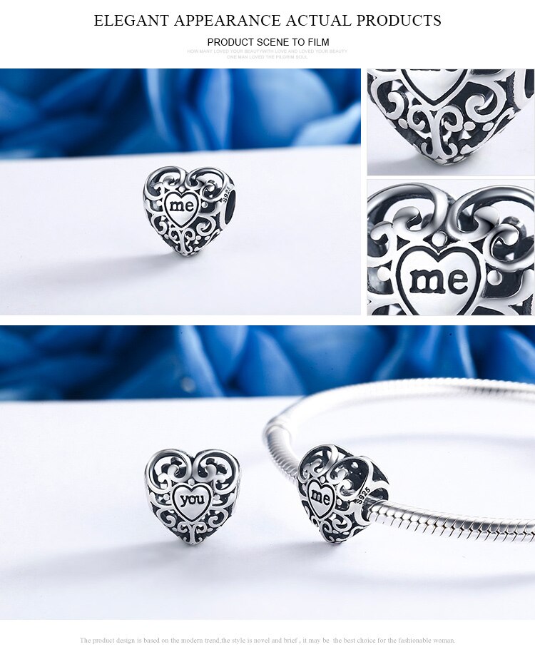 WOSTU 100% Authentic 925 Sterling Silver Heart Shape Charm Mom Beads Fit Original Bracelet Pendant DIY Jewelry Charms Gift WOSTU 100% Authentic 925 Sterling Silver Heart Shape Charm Mom Beads Fit Original Bracelet Pendant DIY Jewelry Charms Gift