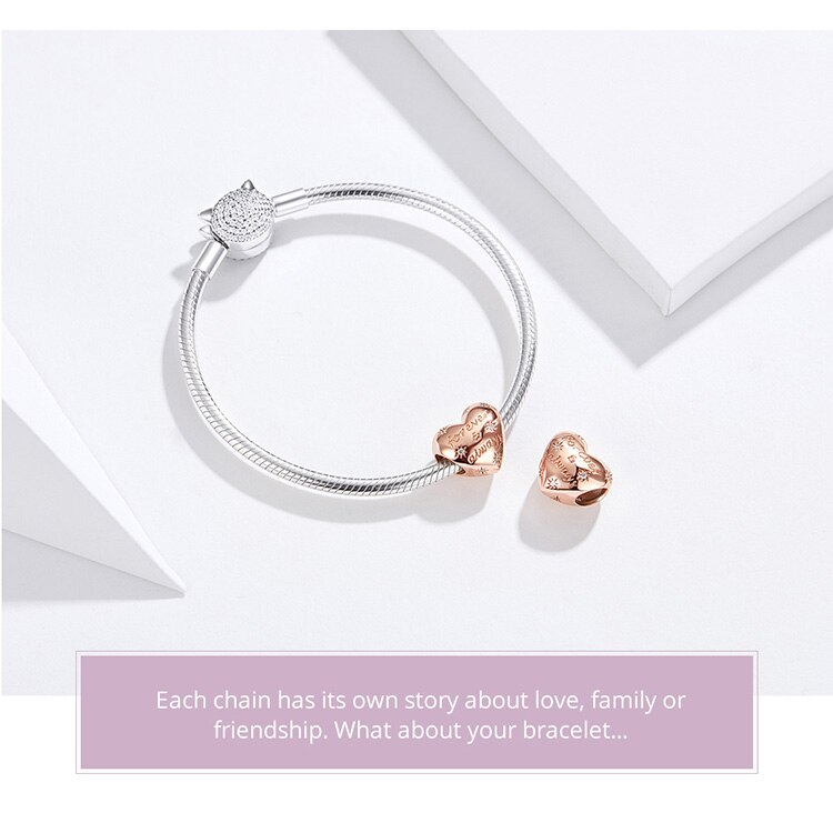 WOSTU 100% Authentic 925 Sterling Silver Heart Shape Charm Mom Beads Fit Original Bracelet Pendant DIY Jewelry Charms Gift WOSTU 100% Authentic 925 Sterling Silver Heart Shape Charm Mom Beads Fit Original Bracelet Pendant DIY Jewelry Charms Gift