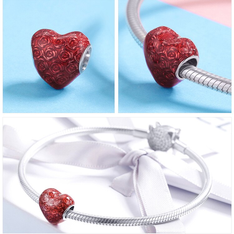WOSTU 100% Authentic 925 Sterling Silver Heart Shape Charm Mom Beads Fit Original Bracelet Pendant DIY Jewelry Charms Gift WOSTU 100% Authentic 925 Sterling Silver Heart Shape Charm Mom Beads Fit Original Bracelet Pendant DIY Jewelry Charms Gift