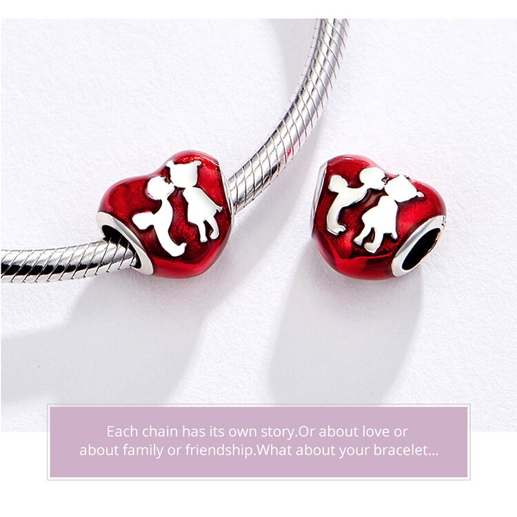 WOSTU 100% Authentic 925 Sterling Silver Heart Shape Charm Mom Beads Fit Original Bracelet Pendant DIY Jewelry Charms Gift WOSTU 100% Authentic 925 Sterling Silver Heart Shape Charm Mom Beads Fit Original Bracelet Pendant DIY Jewelry Charms Gift
