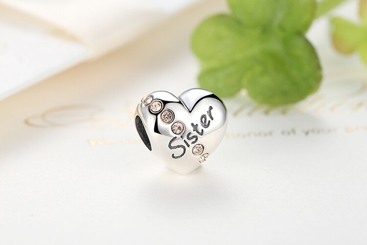 WOSTU 100% Authentic 925 Sterling Silver Heart Shape Charm Mom Beads Fit Original Bracelet Pendant DIY Jewelry Charms Gift WOSTU 100% Authentic 925 Sterling Silver Heart Shape Charm Mom Beads Fit Original Bracelet Pendant DIY Jewelry Charms Gift