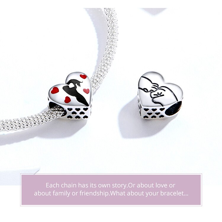 WOSTU 100% Authentic 925 Sterling Silver Heart Shape Charm Mom Beads Fit Original Bracelet Pendant DIY Jewelry Charms Gift WOSTU 100% Authentic 925 Sterling Silver Heart Shape Charm Mom Beads Fit Original Bracelet Pendant DIY Jewelry Charms Gift