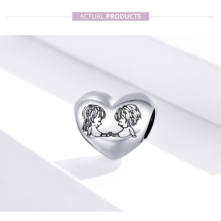 WOSTU 100% Authentic 925 Sterling Silver Heart Shape Charm Mom Beads Fit Original Bracelet Pendant DIY Jewelry Charms Gift WOSTU 100% Authentic 925 Sterling Silver Heart Shape Charm Mom Beads Fit Original Bracelet Pendant DIY Jewelry Charms Gift