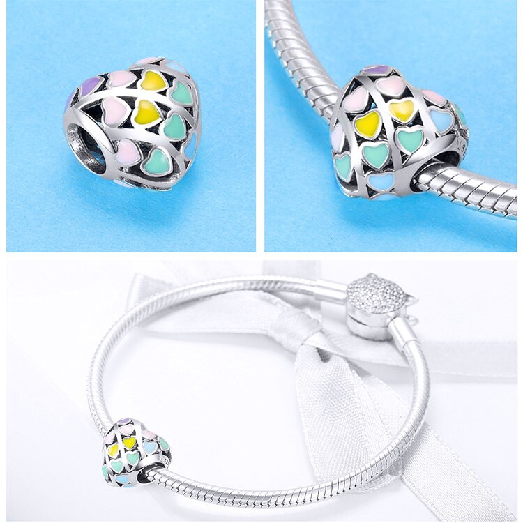 WOSTU 100% Authentic 925 Sterling Silver Heart Shape Charm Mom Beads Fit Original Bracelet Pendant DIY Jewelry Charms Gift WOSTU 100% Authentic 925 Sterling Silver Heart Shape Charm Mom Beads Fit Original Bracelet Pendant DIY Jewelry Charms Gift