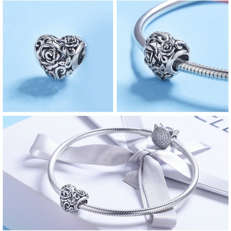 WOSTU 100% Authentic 925 Sterling Silver Heart Shape Charm Mom Beads Fit Original Bracelet Pendant DIY Jewelry Charms Gift WOSTU 100% Authentic 925 Sterling Silver Heart Shape Charm Mom Beads Fit Original Bracelet Pendant DIY Jewelry Charms Gift