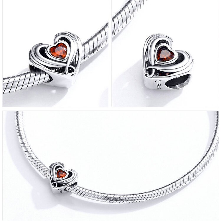 WOSTU 100% Authentic 925 Sterling Silver Heart Shape Charm Mom Beads Fit Original Bracelet Pendant DIY Jewelry Charms Gift WOSTU 100% Authentic 925 Sterling Silver Heart Shape Charm Mom Beads Fit Original Bracelet Pendant DIY Jewelry Charms Gift