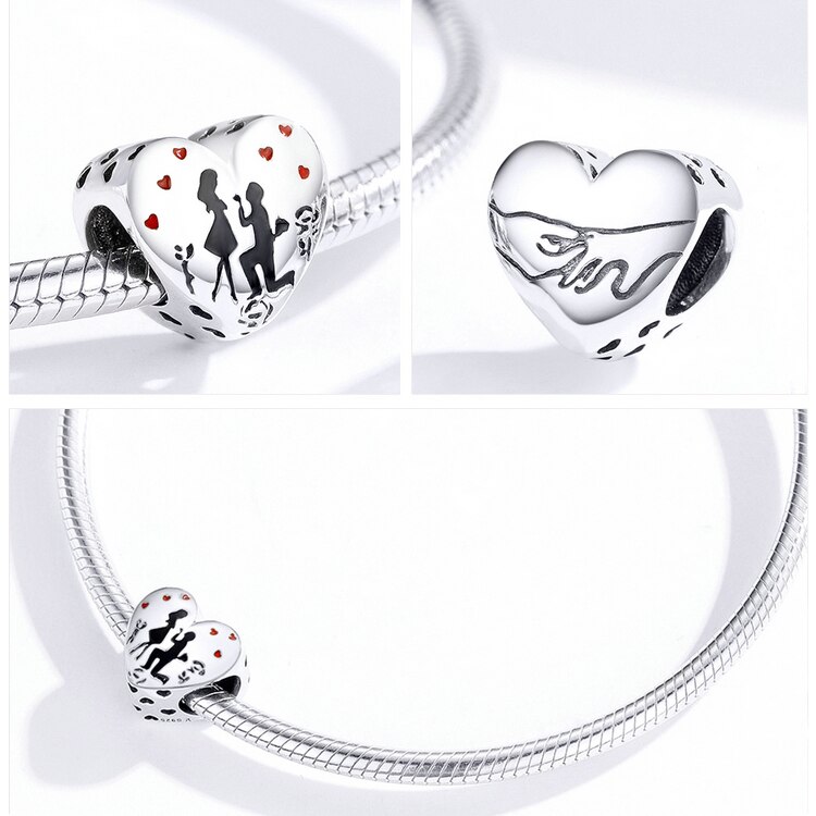 WOSTU 100% Authentic 925 Sterling Silver Heart Shape Charm Mom Beads Fit Original Bracelet Pendant DIY Jewelry Charms Gift WOSTU 100% Authentic 925 Sterling Silver Heart Shape Charm Mom Beads Fit Original Bracelet Pendant DIY Jewelry Charms Gift
