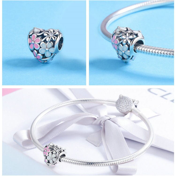 WOSTU 100% Authentic 925 Sterling Silver Heart Shape Charm Mom Beads Fit Original Bracelet Pendant DIY Jewelry Charms Gift WOSTU 100% Authentic 925 Sterling Silver Heart Shape Charm Mom Beads Fit Original Bracelet Pendant DIY Jewelry Charms Gift