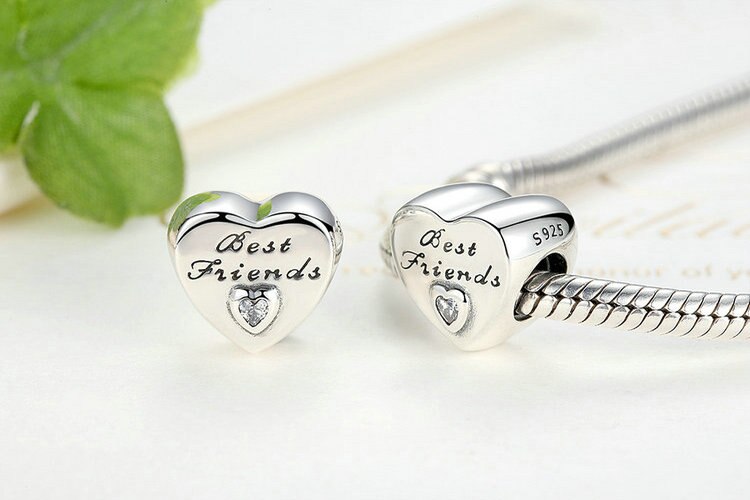 WOSTU 100% Authentic 925 Sterling Silver Heart Shape Charm Mom Beads Fit Original Bracelet Pendant DIY Jewelry Charms Gift WOSTU 100% Authentic 925 Sterling Silver Heart Shape Charm Mom Beads Fit Original Bracelet Pendant DIY Jewelry Charms Gift