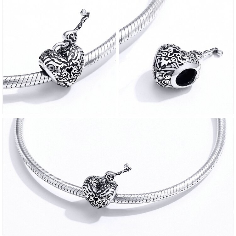 WOSTU 100% Authentic 925 Sterling Silver Heart Shape Charm Mom Beads Fit Original Bracelet Pendant DIY Jewelry Charms Gift WOSTU 100% Authentic 925 Sterling Silver Heart Shape Charm Mom Beads Fit Original Bracelet Pendant DIY Jewelry Charms Gift
