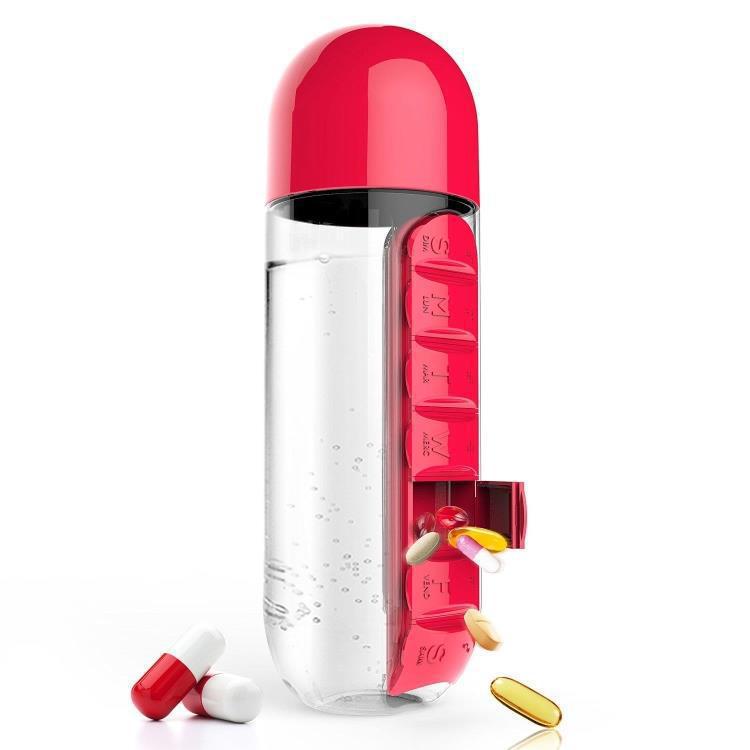 600ml Sports Plastic Water Bottle Combine Daily Pill Boxes Organizer Drinking Bottles Leak-Proof Bottle Tumbler Outdoor 600ml Sports Plastic Water Bottle Combine Daily Pill Boxes Organizer Drinking Bottles Leak-Proof Bottle Tumbler Outdoor
