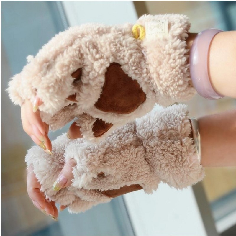 Women Winter Fur Rabbit Mittens fingerless Gloves Plush Warm Glove Winter Soft Thick Gloves for Women Girl Flexible Half Finger Women Winter Fur Rabbit Mittens fingerless Gloves Plush Warm Glove Winter Soft Thick Gloves for Women Girl Flexible Half Finger