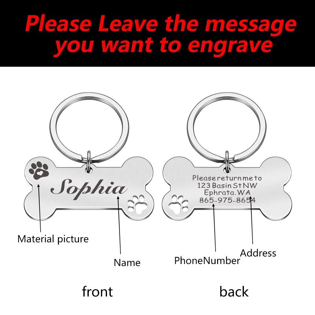 Personalized Name Plate Mirror Dog ID Tag Anti-Lost Pet Collar Pendant Free Engraving Customized Cat Kitten ID Tag Wholesale Personalized Name Plate Mirror Dog ID Tag Anti-Lost Pet Collar Pendant Free Engraving Customized Cat Kitten ID Tag Wholesale